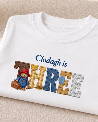 Paddington Bear Birthday T-Shirt | Embroidery Appliqué Design