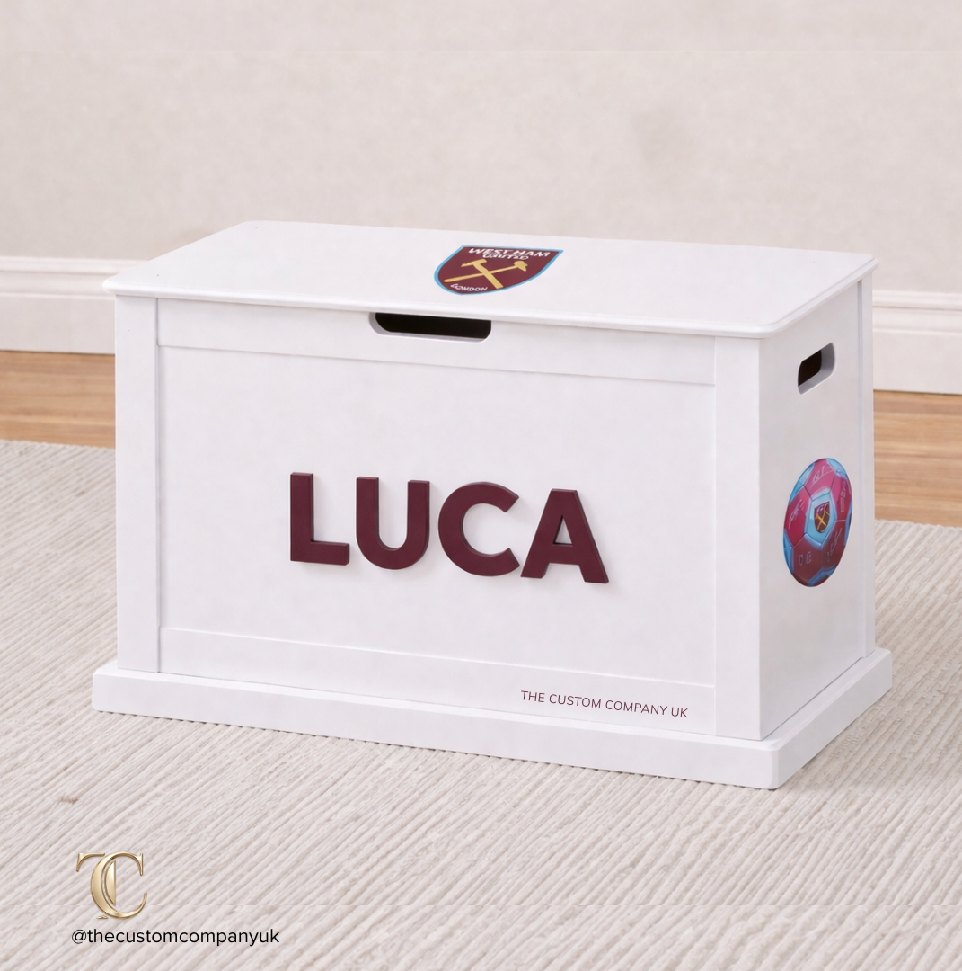 Handmade wooden toy box UK personalised gift